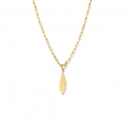 Damen Collier-Kette Feder aus 925 Silber Goldplattiert