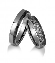 Partnerringe /Trauringe ELEGANT Carbon mit Edelstahl