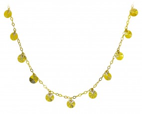 Damen-Halskette mit Anhänger Kreis Geo Plättchen aus 585 Gold