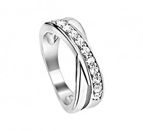 Damen Ring 925 Sterling Silber rhodiniert Zirkonia weiß