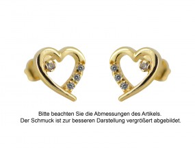 Echt 585 Gold Ohrstecker Stecker Ohrringe Herz Zirkonia