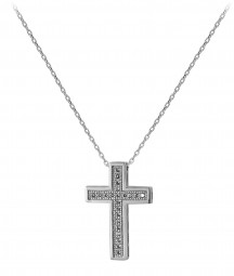 Anhänger Kreuz Echtschmuck Kreuzanhänger aus 585 Gold Weißgold