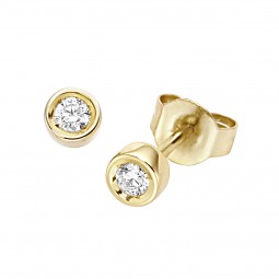 Ohrstecker Ohrringe mit Brillant 0,10ct. W/SI1 Solitär rund 585 Gold Gelbgold