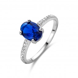 Blau Damenring 925 Sterlingsilber Zirkonia Blau