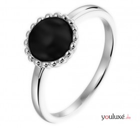 Damen Ring 925 Sterling Silber Onyx schwarz Silberring Onyxring