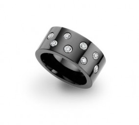 Keramik Schwarz Damenring 10 mm breit