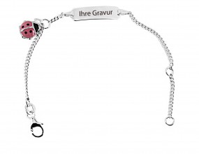 Marienkäfer Gravurarmband Kinder ID Armband Silber Sterlingsilber 925