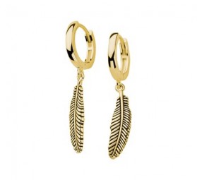 Federn Damen Creolen 925 Silber Gelbgold plattiert 1 micron