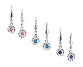 kinder Ohrhänger Brisuren mit Strasssteine 925 Silber