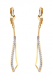 Damen Ohrhänger Brisur Gold 585 Gold Gelbgold mit Zirkonia