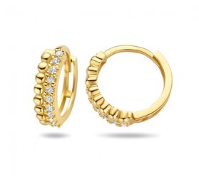 Ohrringe klapp Creolen Damen in 585 Gold 14 kt mit Zirkonia Steinen