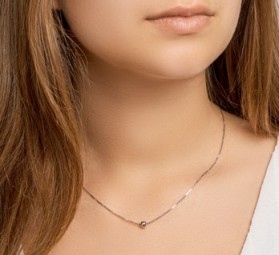 Damen-Halskette Collier 925 Sterling Silber rhodiniert Anhänger Kugel