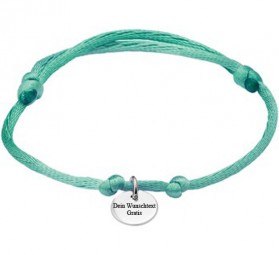 ID Armband 925 Silber mit Gravur für Frauen Satinarmband hellgrün