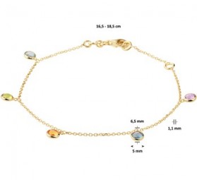 Gold Edelstein Armband aus 585 Gold mit verschieden farbigem echte Edelsteine