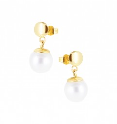 Perlen Ohrstecker Ohrhänger Perle weiss Ohrringe Hänger Perle 585 Gold