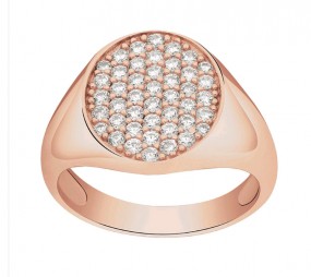 Damen-Ring Verlobungsring im Siegelring-Stil Sterling Silber in Roségold mit Zirkonia