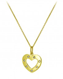 Anhänger Herz mit Kette 585/- Gold 7 Brillanten aus. 0,05 ct