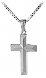 Kettenanhänger Kreuz aus Silber, Kreuzanhänger diamantiert, glänzend