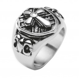 Survive Edelstahl Herrenring mit Kreuz