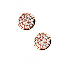 Damen Ohrstecker 925 Silber Roségold plattiert Rund