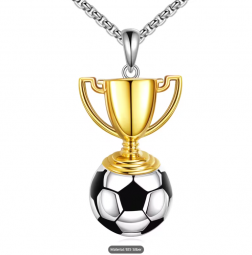 Fußball-Halskette, 925 Sterlingsilber mit Flammen-Design