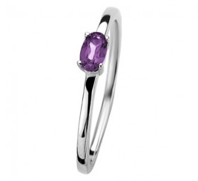 Verlobungsring Trauring Damenring 925 Sterling Silber Amethyst oval, 925 Silber rhodiniert