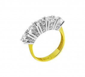 Damenring in Gold 585 mit 5 Zirkonia