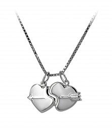 Herzen mit Pfeil Partner Anhaenger zum Teilen 925 Echt Silber Unisex