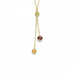 Kette Collier aus Citrin, Peridot, Granat 585 Gelbgold