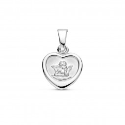 Schutzengel-Herz Anhänger 925 Silber rhodiniert