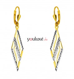 Ohrringe Ohrhänger Brisur 585 Echt Gold bicolor