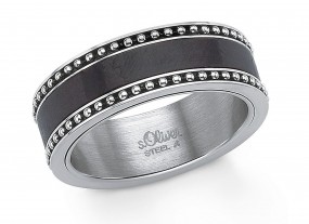s.Oliver Herren-Ring 8 mm Carbon Edelstahl