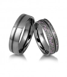Edelstahl Verlobungsringe mit Carboneinlage