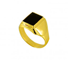Onyx Herren Ring Gelbgold 585
