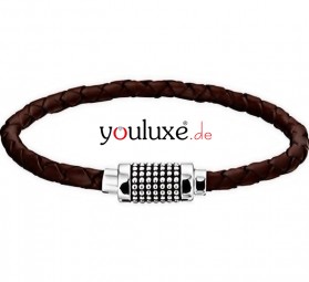 Leder Armband geflochten braun 925 Silber