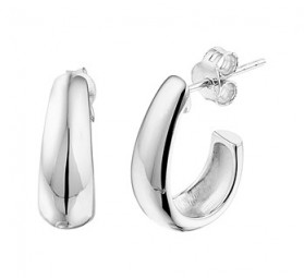 Halb Creolen Ohrstecker klein oval Sterling Silber 925 Ohrringe