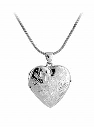 Medaillon für 2 Fotos Anhänger zum Öffnen Muster Blumen Herz 585