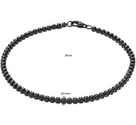 Tennis Armband 925 Sterling Silber mit 2, 5 mm Schwarze Zirkonia