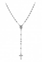 Rosenkranz Kette Amulett Kreuz mit Jesus, 925 Silber