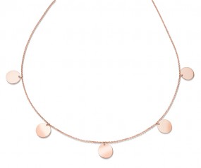 Collier mit 5 Plättchen 10mm Silber 925/000 rosevergoldet