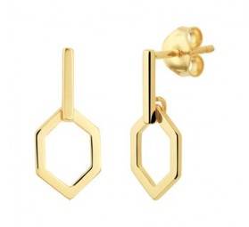 Damen Sechseck Geometrische ohrringe ohrstecker vergoldet 925 Silber