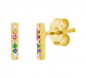 Damen-Ohrstecker Stäbchen Sterling Silber gelbvergoldet - Ohr-Schmuck Stab Ohrringe gelb-gold