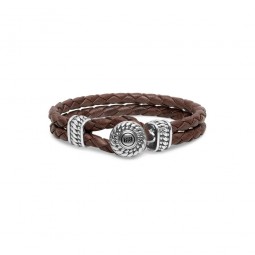 Budha Budha Bracelet Damen Leather Knot Brown 925 Silber