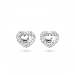 Damen Ohrstecker Herz 925 Silber rhodiniert