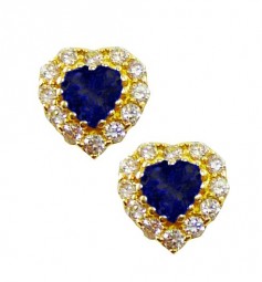 Ohrstecker Herz: 585 Gold Blau zirkonia