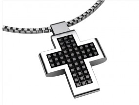 Edelstahl Anhänger Kreuz schwarz mit Venezia Kette