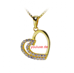 Gold Anhänger Herz 585 Gold Gelbgold mit Zirkonia