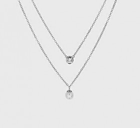 Damen Halskette Collier 925 Sterling Silber Doppel Mehrreihige Zwei Kette