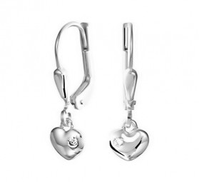 Kinder Ohrringe Herz hängend - 925 Silber Ohrhänger