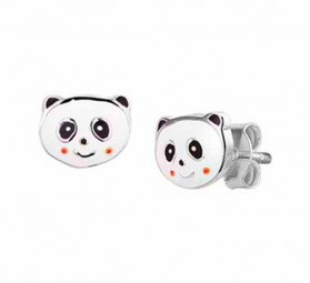 Kinder Ohrring Panda weiß 925 Sterling Silber Kinderohrstecker